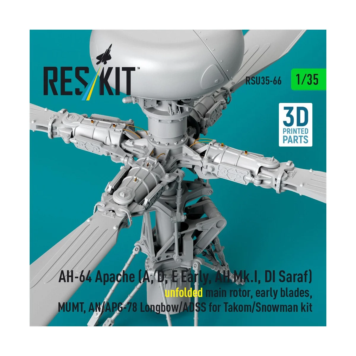 AH-64 Apache (A, D, E Early, AH Mk.I, DI Saraf) unfolded main rotor...
