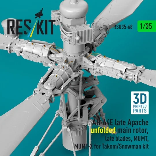 AH-64E late Apache unfolded main rotor, late blades, MUMT, MUMT-X f...