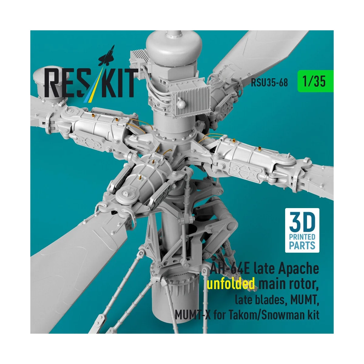 AH-64E late Apache unfolded main rotor, late blades, MUMT, MUMT-X f...