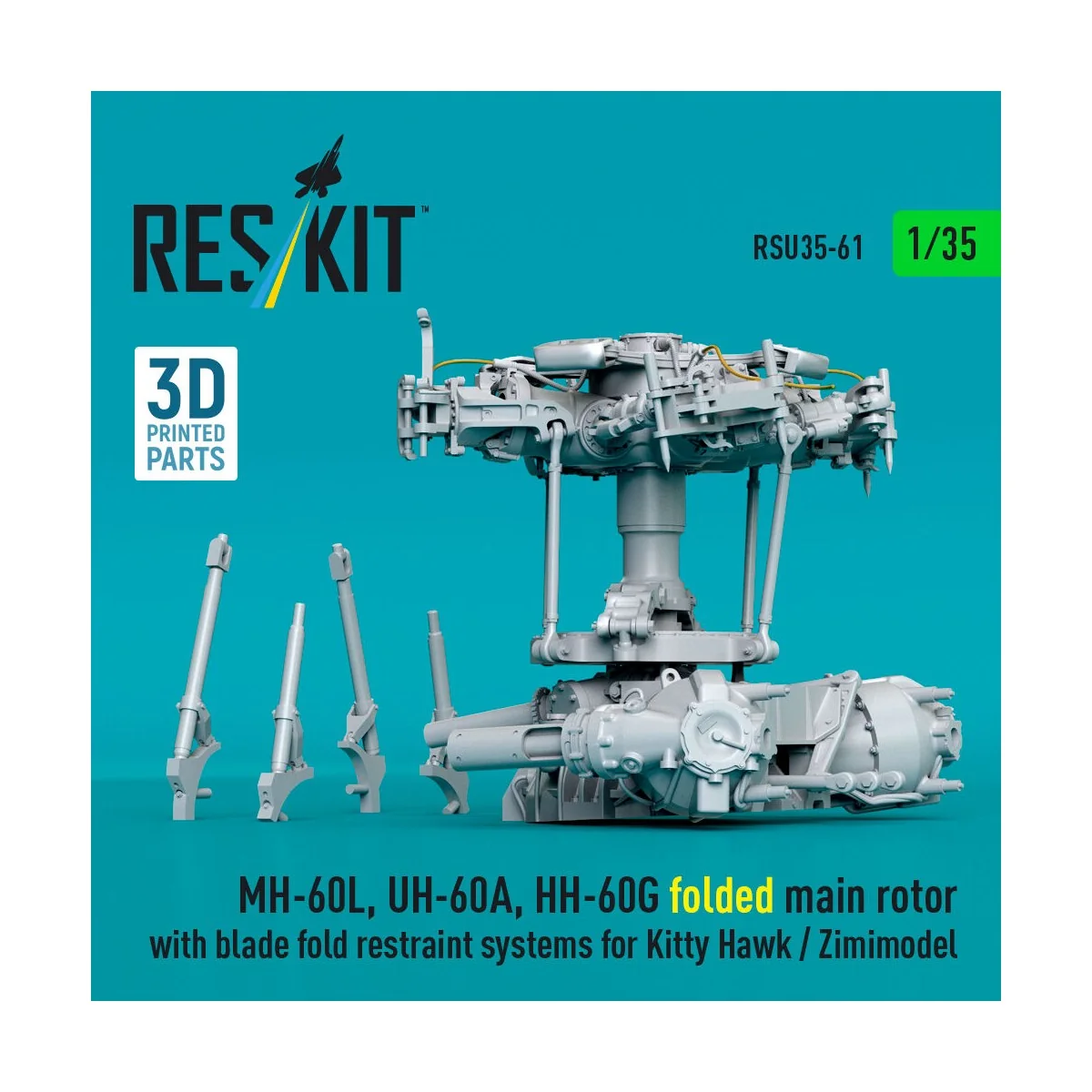 MH-60L, UH-60A, HH-60G folded main rotor with blade fold restraint ...