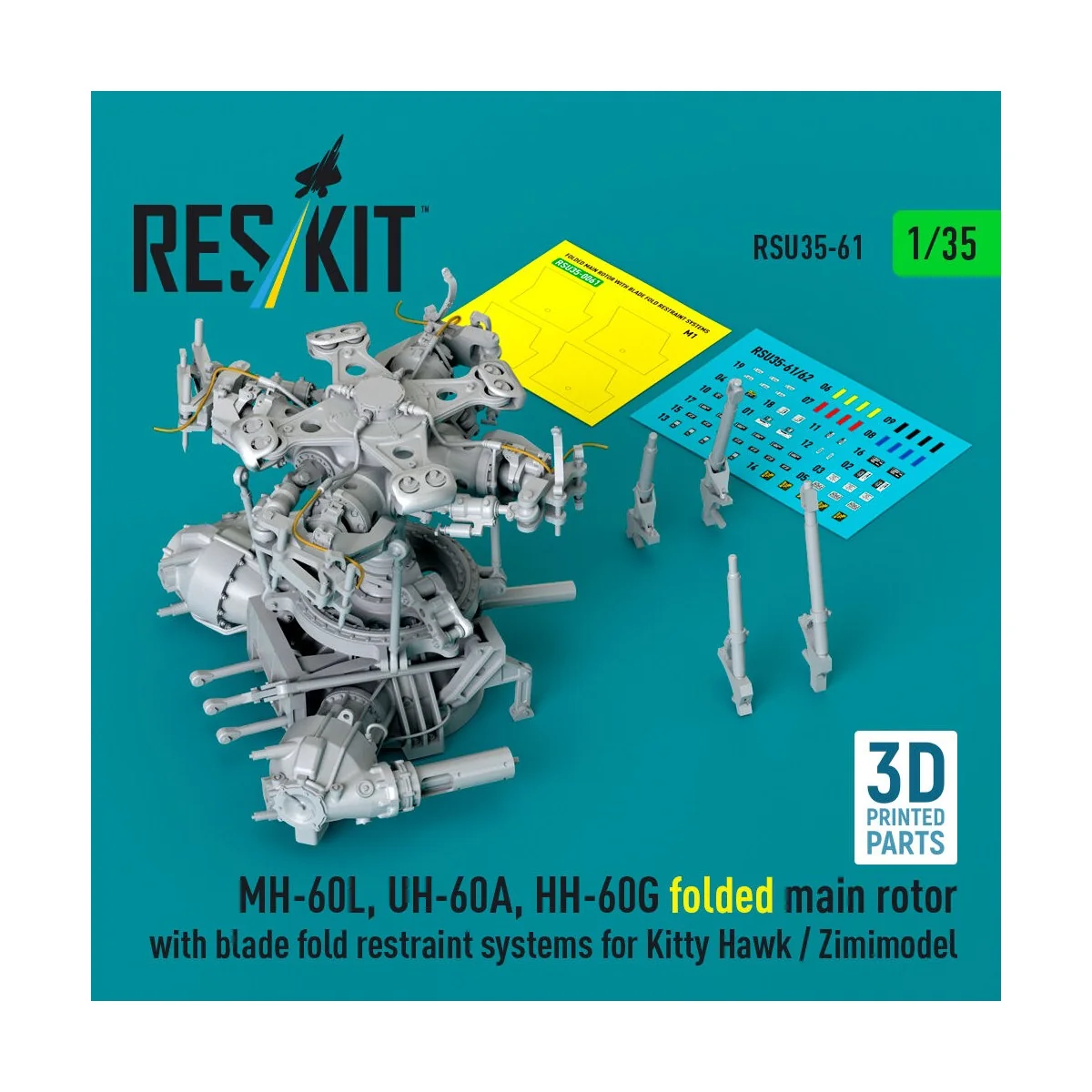 MH-60L, UH-60A, HH-60G folded main rotor with blade fold restraint ...