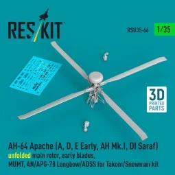 AH-64 Apache (A, D, E Early, AH Mk.I, DI Saraf) unfolded main rotor... 2