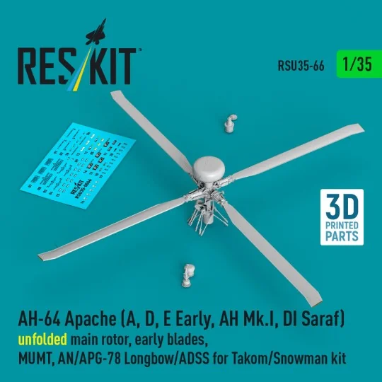 AH-64 Apache (A, D, E Early, AH Mk.I, DI Saraf) unfolded main rotor...