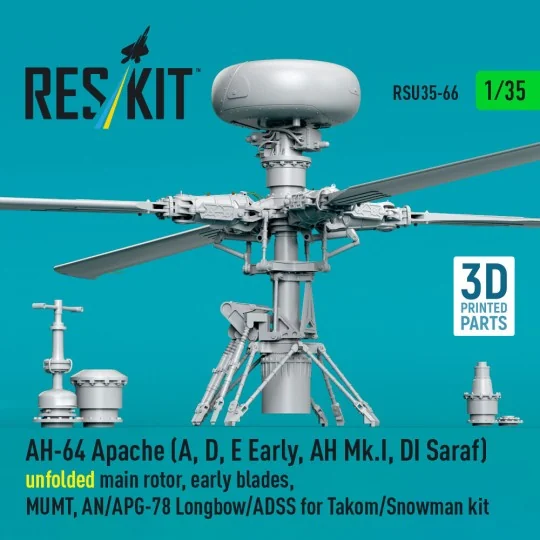 AH-64 Apache (A, D, E Early, AH Mk.I, DI Saraf) unfolded main rotor...