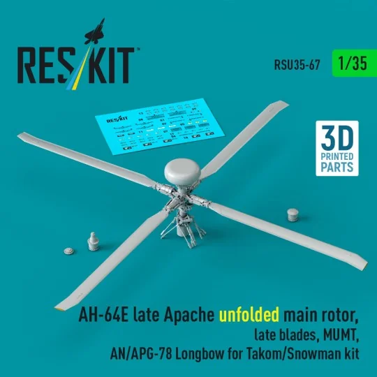 AH-64E late Apache unfolded main rotor, late blades, MUMT, AN/APG-7...