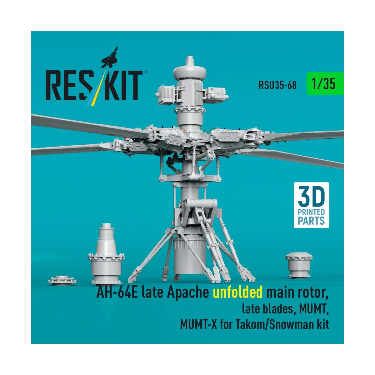 AH-64E late Apache unfolded main rotor, late blades, MUMT, MUMT-X f...