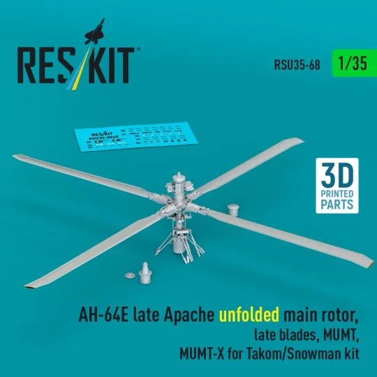 AH-64E late Apache unfolded main rotor, late blades, MUMT, MUMT-X f...