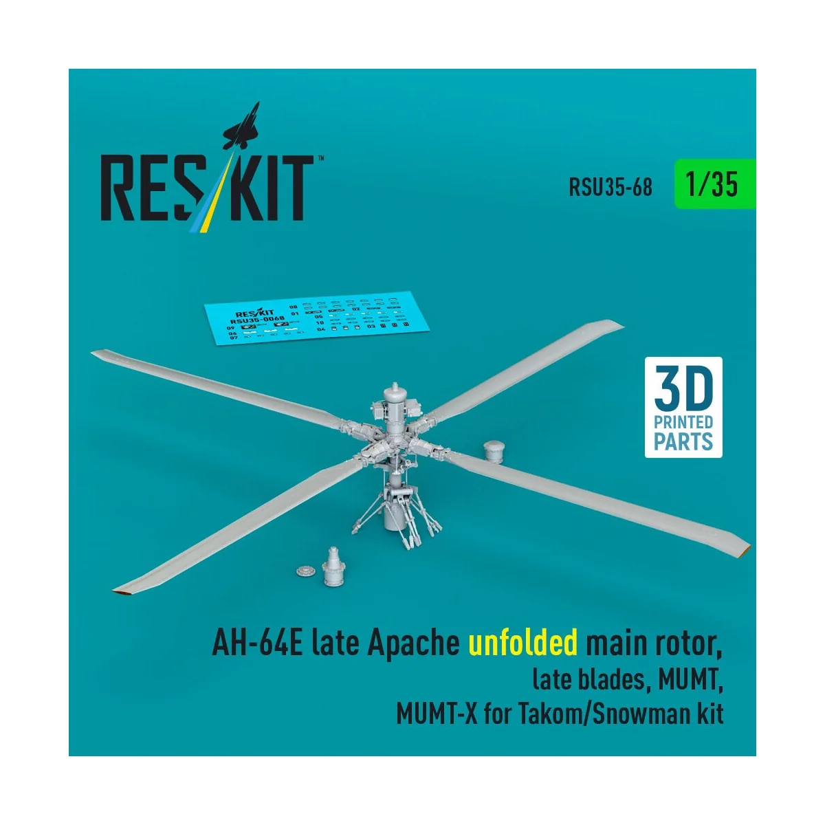 AH-64E late Apache unfolded main rotor, late blades, MUMT, MUMT-X f...