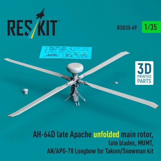 AH-64D late Apache unfolded main rotor, late blades, MUMT, AN/APG-7...