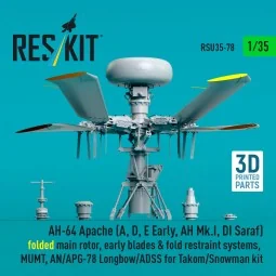 AH-64 Apache (A, D, E Early, AH Mk.I, DI Saraf) folded main rotor, ...