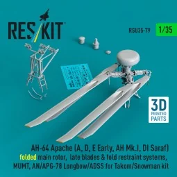 AH-64E late Apache folded main rotor, late blades & fold restraint ...