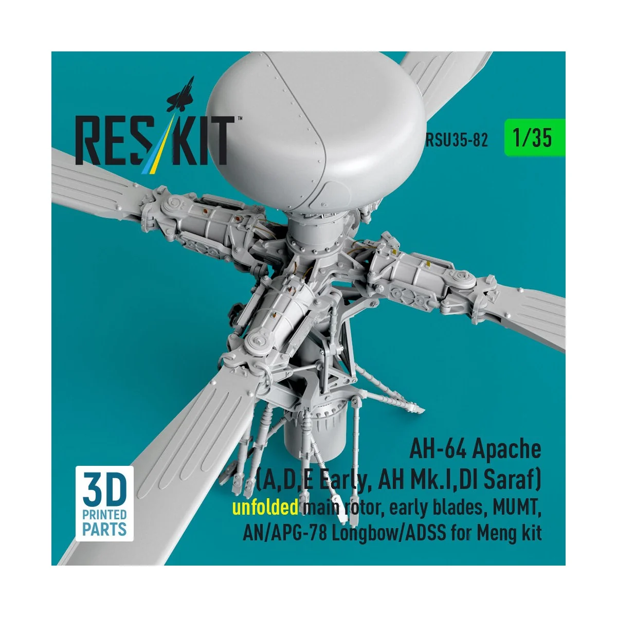 AH-64 Apache (A, D, E Early, AH Mk.I, DI Saraf) unfolded main rotor...