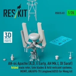 AH-64 Apache (A, D, E Early, AH Mk.I, DI Saraf) folded main rotor, ...