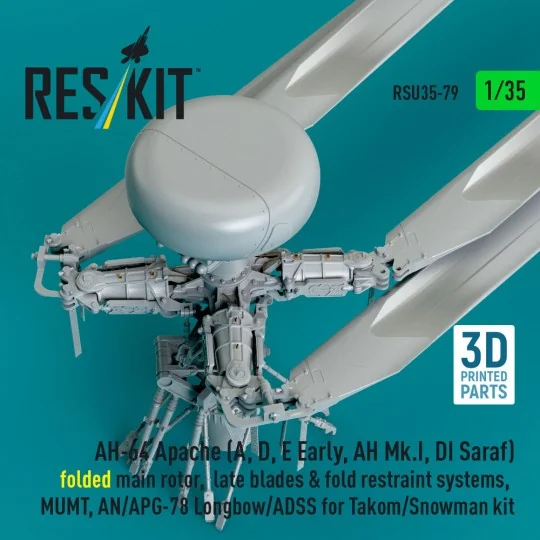 AH-64E late Apache folded main rotor, late blades & fold restraint ...