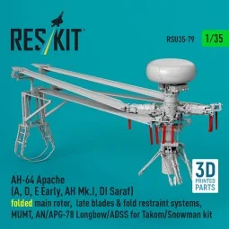 AH-64E late Apache folded main rotor, late blades & fold restraint ...
