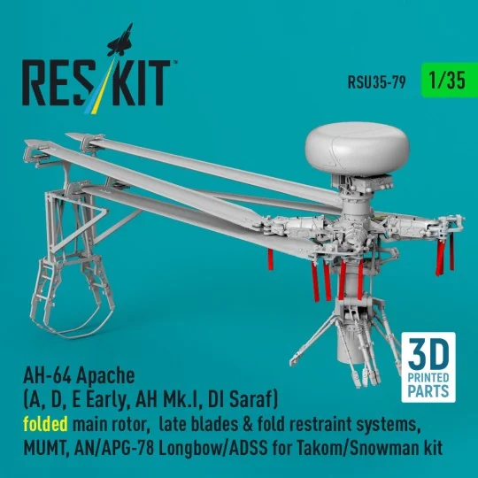 AH-64E late Apache folded main rotor, late blades & fold restraint ...