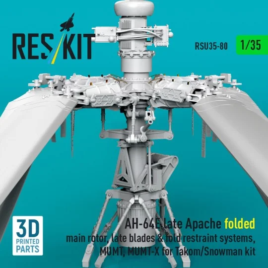 AH-64E late Apache folded main rotor, late blades & fold restraint ...