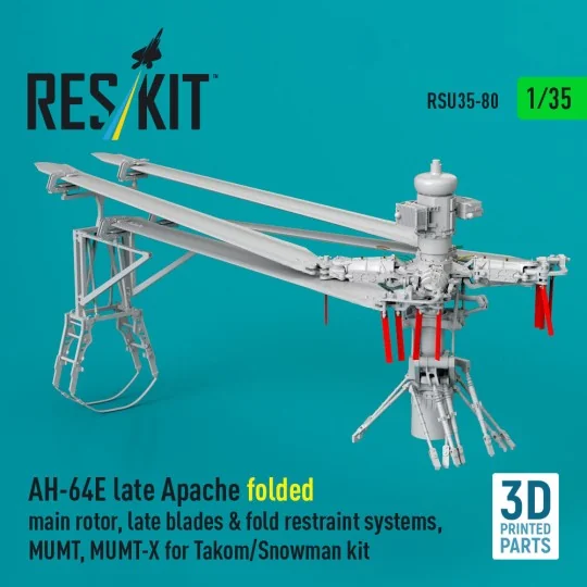 AH-64E late Apache folded main rotor, late blades & fold restraint ...