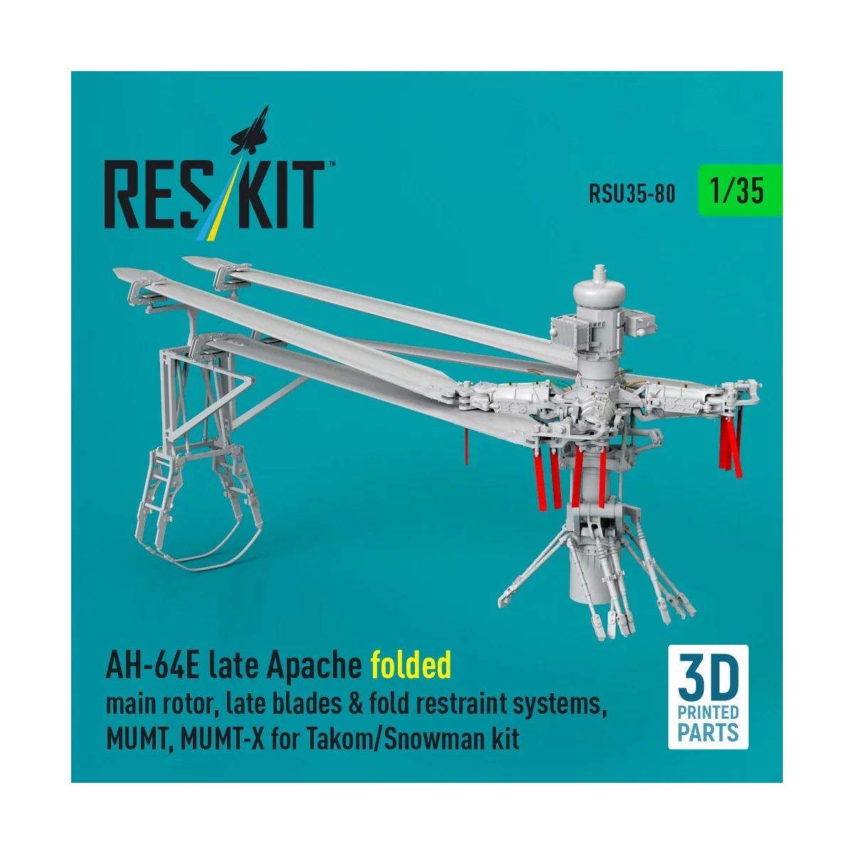 AH-64E late Apache folded main rotor, late blades & fold restraint ...