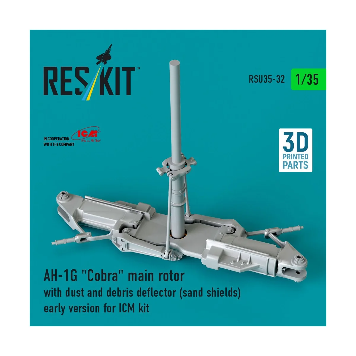 AH-1G Cobra main rotor with dust and debris deflector (sand shields...