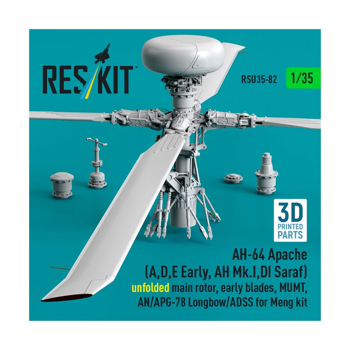 AH-64 Apache (A, D, E Early, AH Mk.I, DI Saraf) unfolded main rotor...