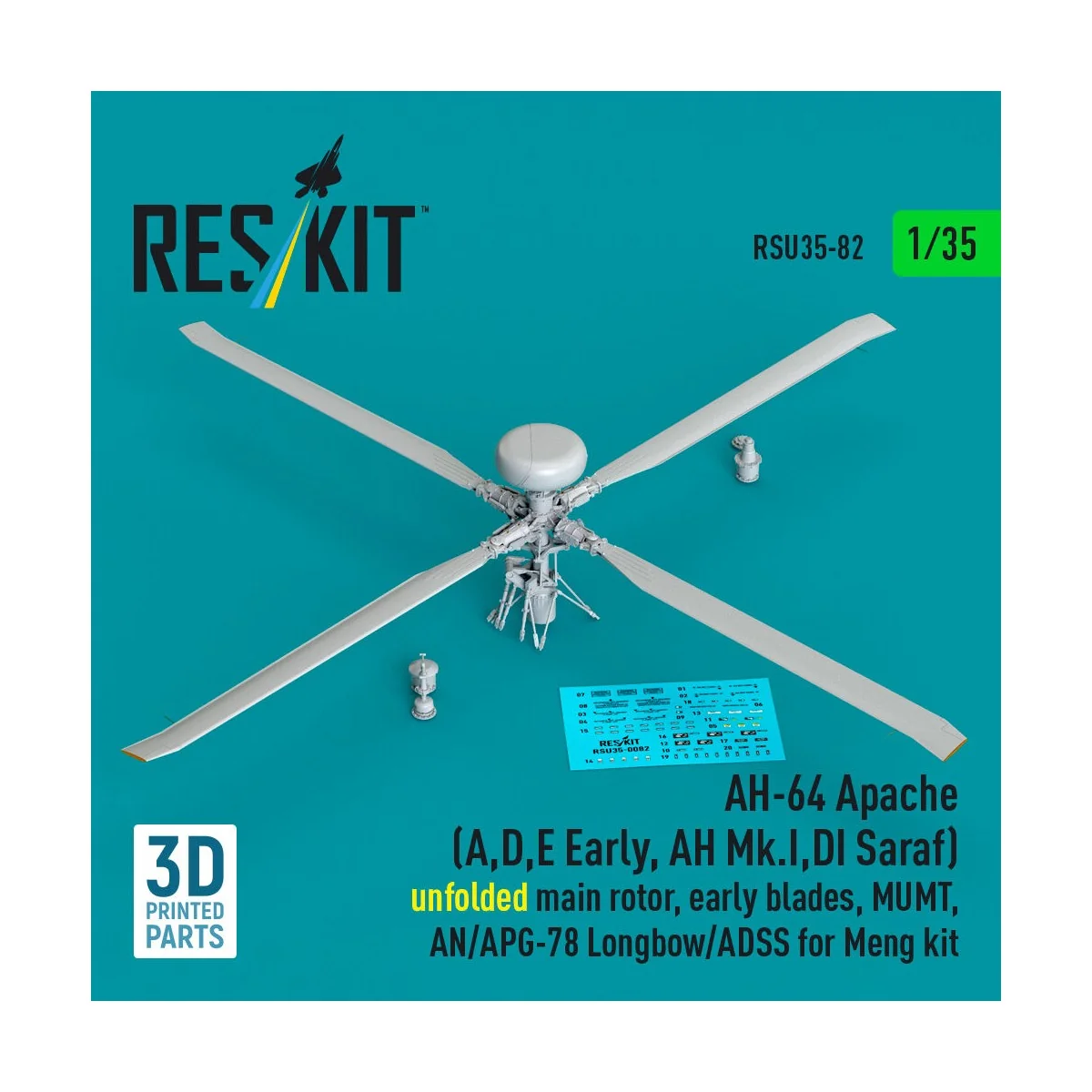 AH-64 Apache (A, D, E Early, AH Mk.I, DI Saraf) unfolded main rotor...