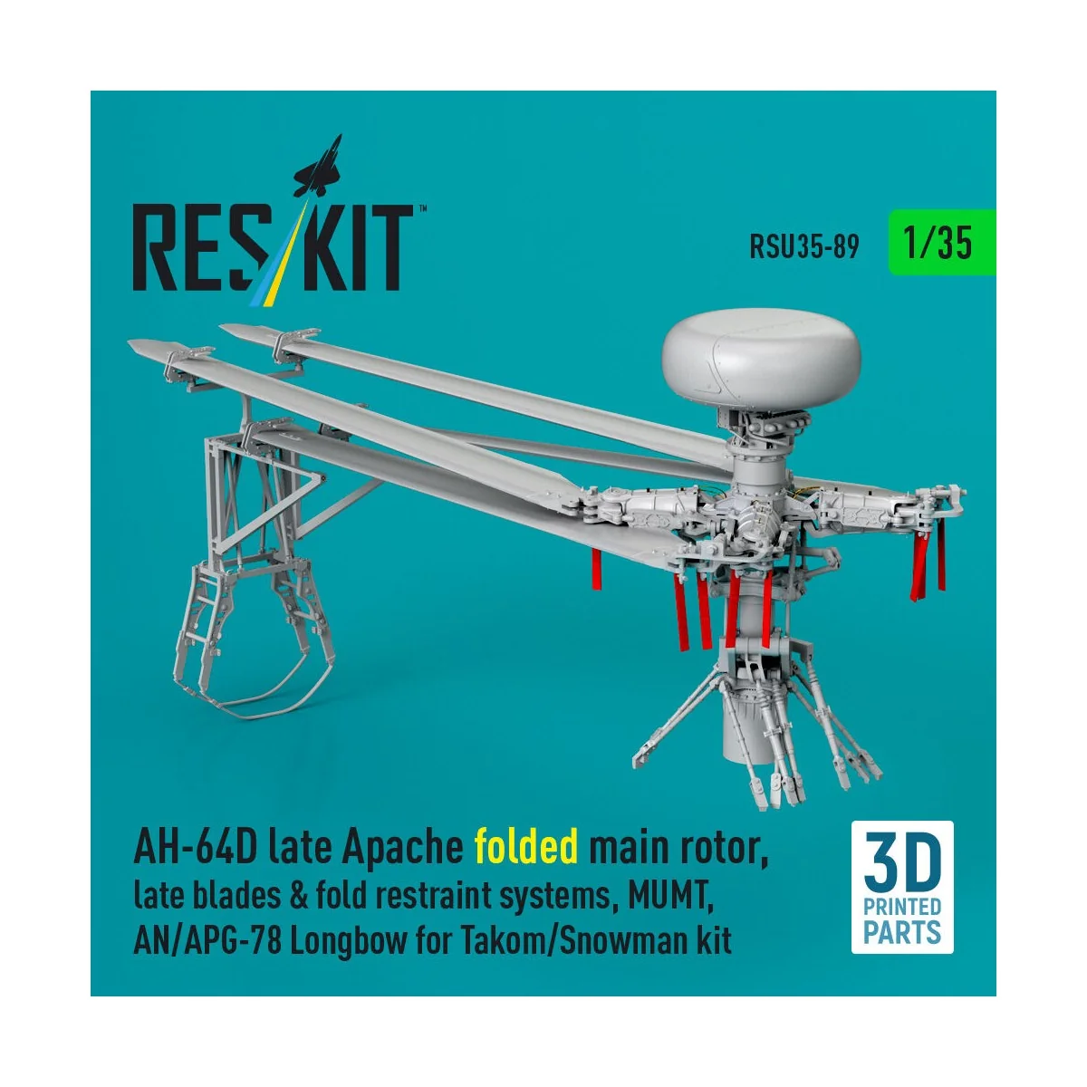 AH-64D late Apache folded main rotor, late blades & fold restraint ...