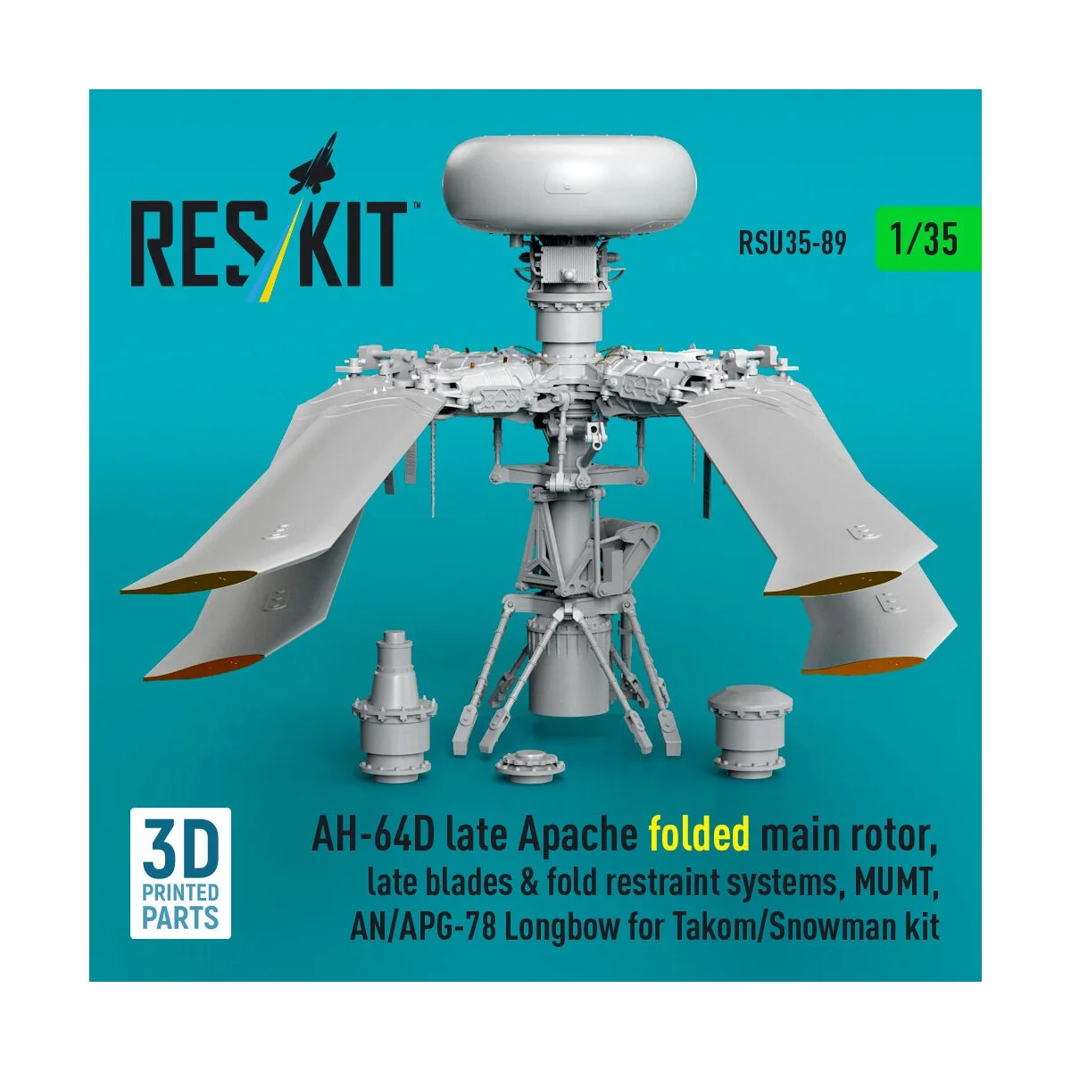 AH-64D late Apache folded main rotor, late blades & fold restraint ...