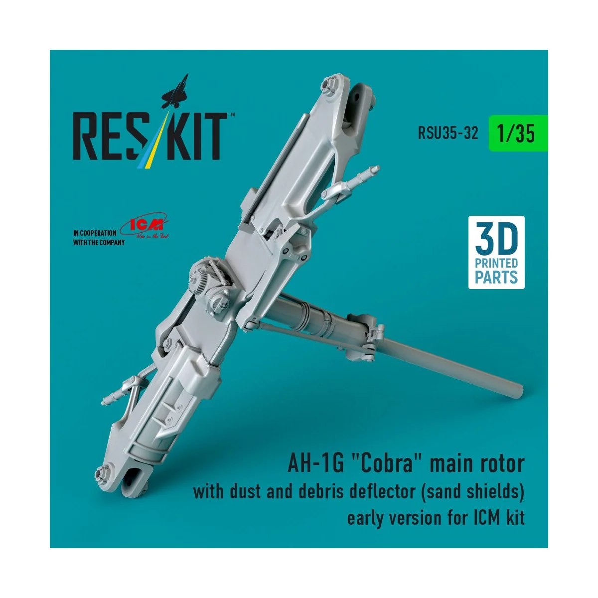 AH-1G Cobra main rotor with dust and debris deflector (sand shields...