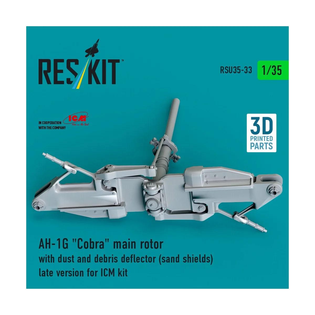 AH-1G Cobra main rotor with dust and debris deflector (sand shields...