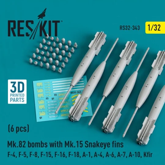 Mk.82 bombs with Mk.15 Snakeye fins (6 pcs) (F-4, F-5, F-8, F-15, F...