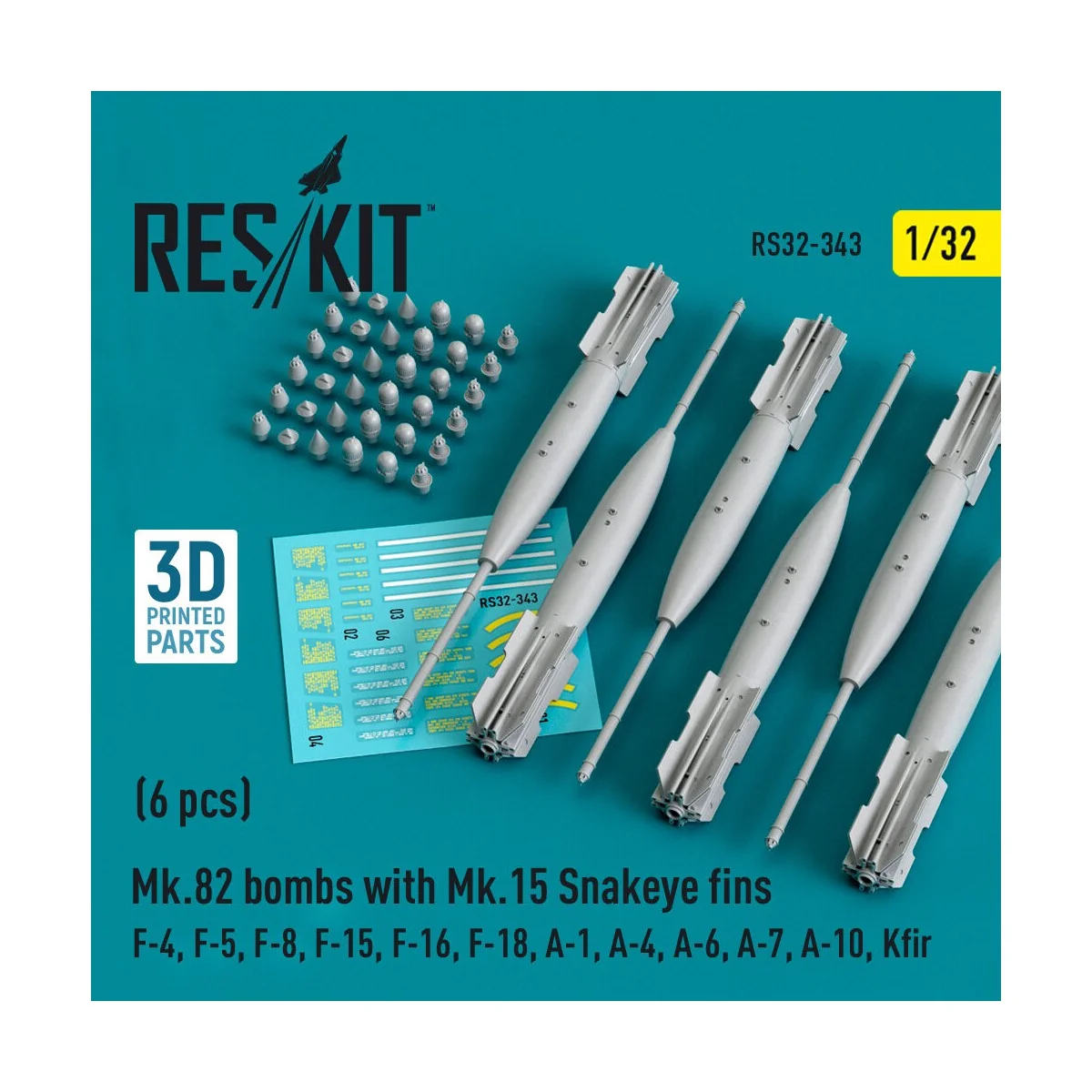 Mk.82 bombs with Mk.15 Snakeye fins (6 pcs) (F-4, F-5, F-8, F-15, F...