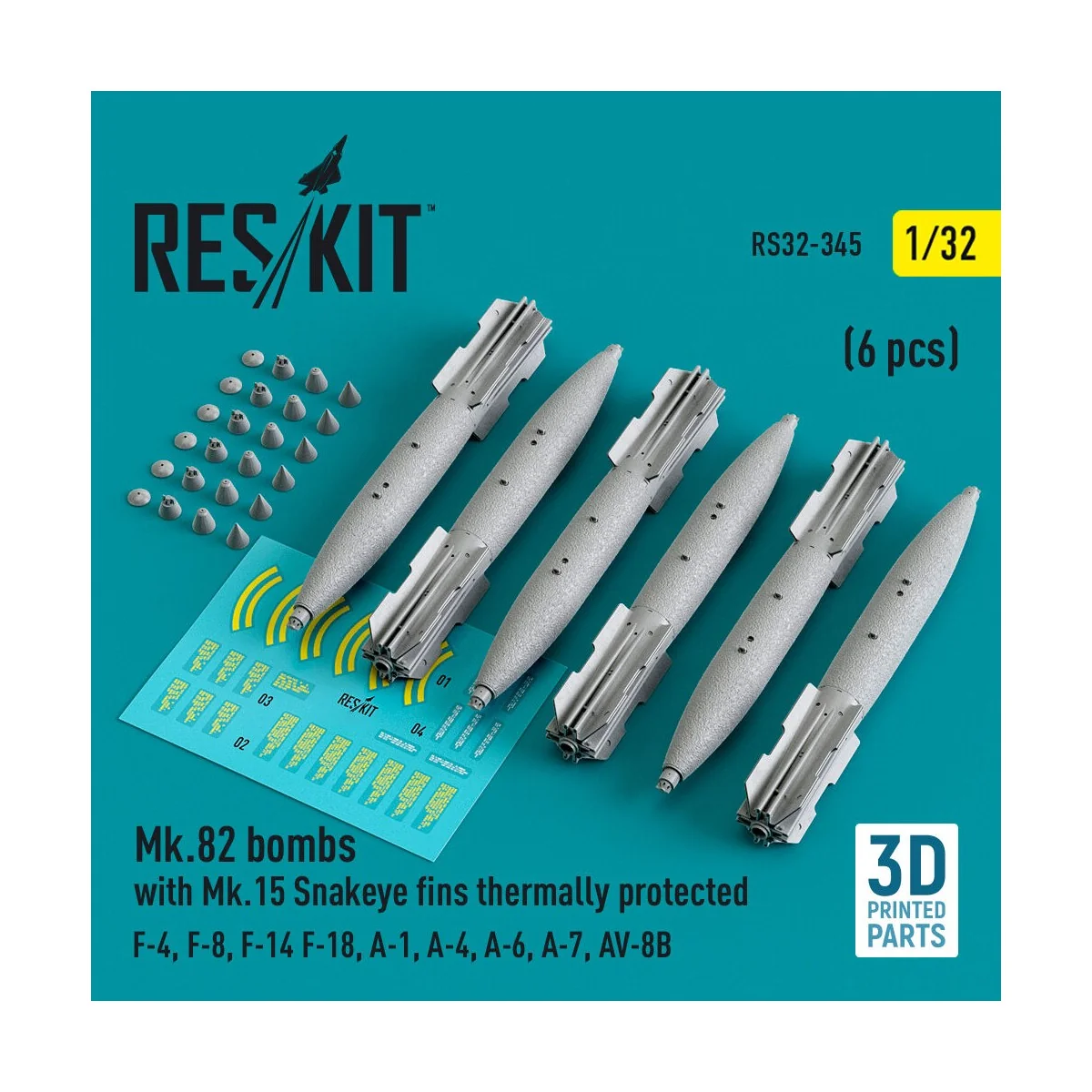 Mk.82 bombs with Mk.15 Snakeye fins thermally protected (6 pcs) (F-...