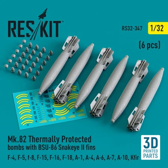 Mk.82 thermally protected bombs with BSU-86 Snakeye II fins (6 pcs)...