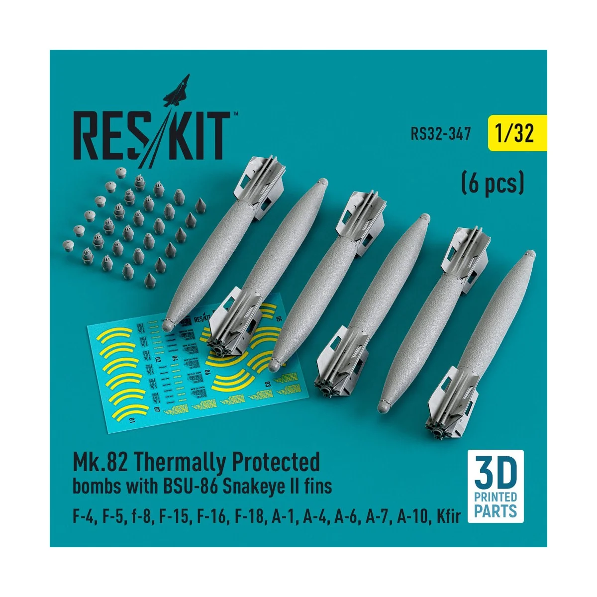 Mk.82 thermally protected bombs with BSU-86 Snakeye II fins (6 pcs)...