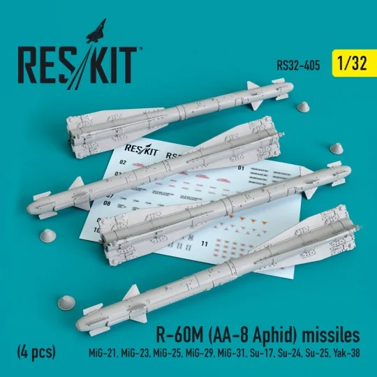 R-60? (AA-8 Aphid) missiles (4 pcs) (MiG-21, MiG-23, MiG-25, MiG-29...