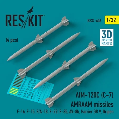 AIM-120C (C-7) AMRAAM missiles (4 pcs) (F-16, F-15, F/A-18, F-22, F...
