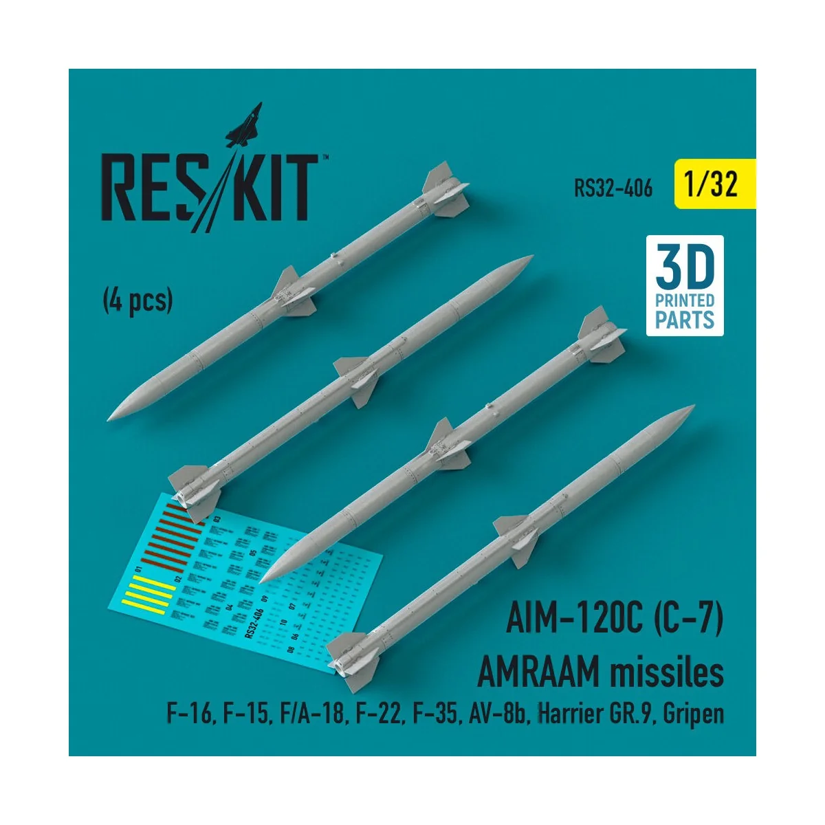 AIM-120C (C-7) AMRAAM missiles (4 pcs) (F-16, F-15, F/A-18, F-22, F...