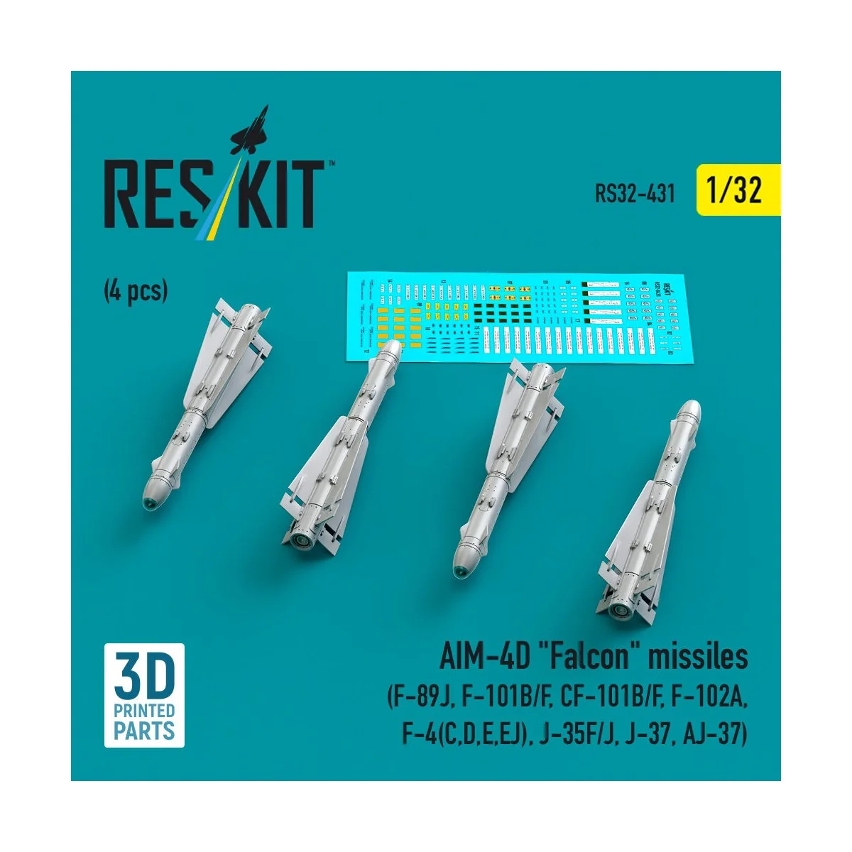 AIM-4D Falcon missiles (4 pcs) (F-89J, F-101B/F, CF-101B/F, F-102A,...