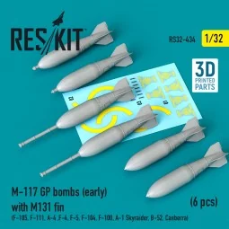 M-117 GP bombs (early) with M131 fin (6 pcs) (F-105, F-111, A-4, F-...