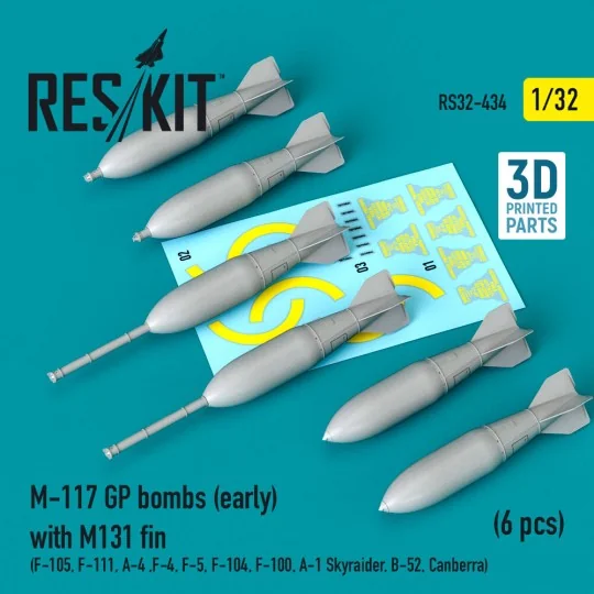 M-117 GP bombs (early) with M131 fin (6 pcs) (F-105, F-111, A-4, F-...
