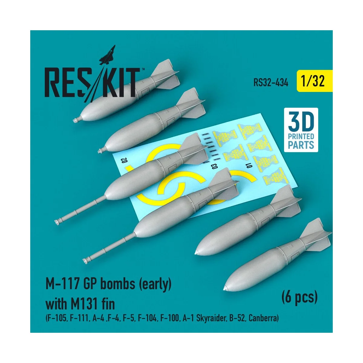 M-117 GP bombs (early) with M131 fin (6 pcs) (F-105, F-111, A-4, F-...