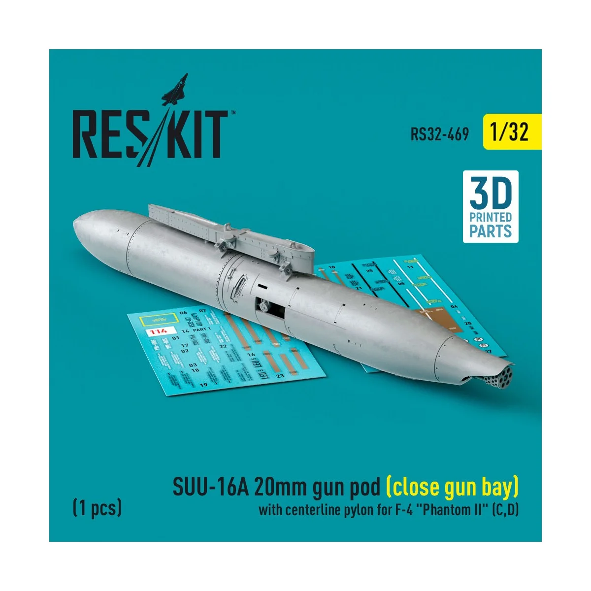 SUU-16A 20mm gun pod (close gun bay) with centerline pylon for F-4 ...