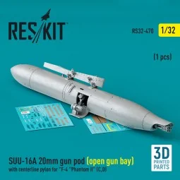 SUU-16A 20mm gun pod (open gun bay) with centerline pylon for F-4 P...