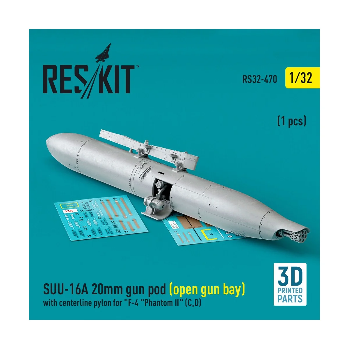 SUU-16A 20mm gun pod (open gun bay) with centerline pylon for F-4 P...