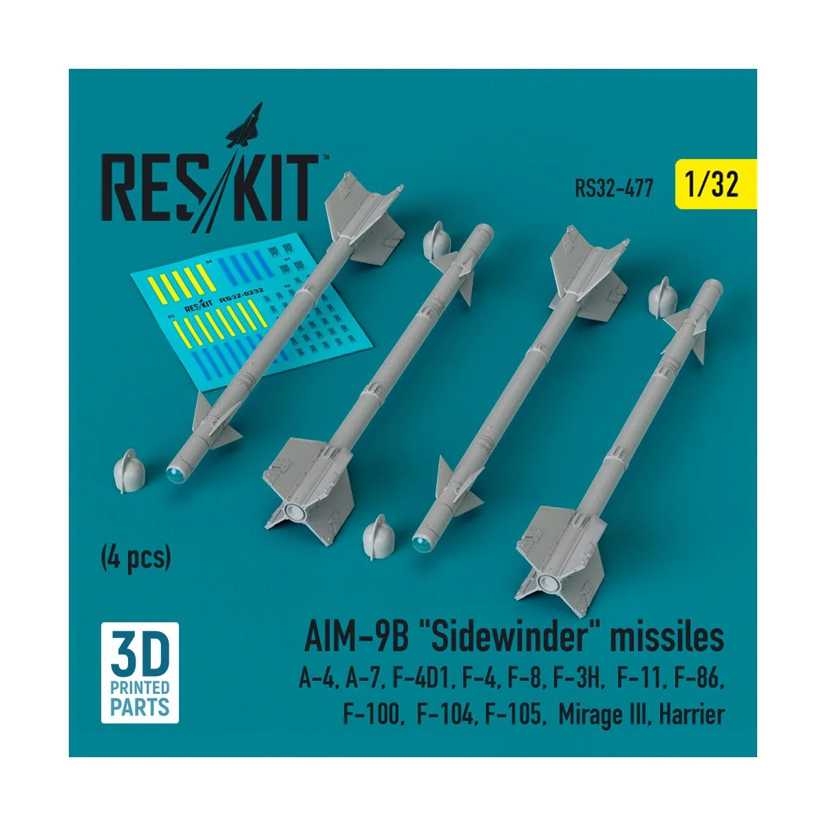 AIM-9B Sidewinder missiles (4 pcs) (A-4, A-7, F-4D1, F-4, F-8, F-3H...