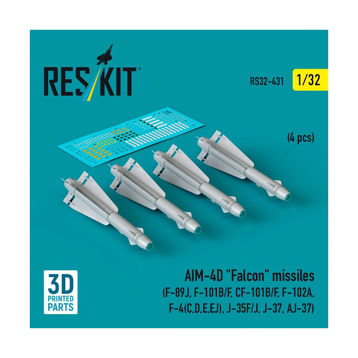 AIM-4D Falcon missiles (4 pcs) (F-89J, F-101B/F, CF-101B/F, F-102A,...