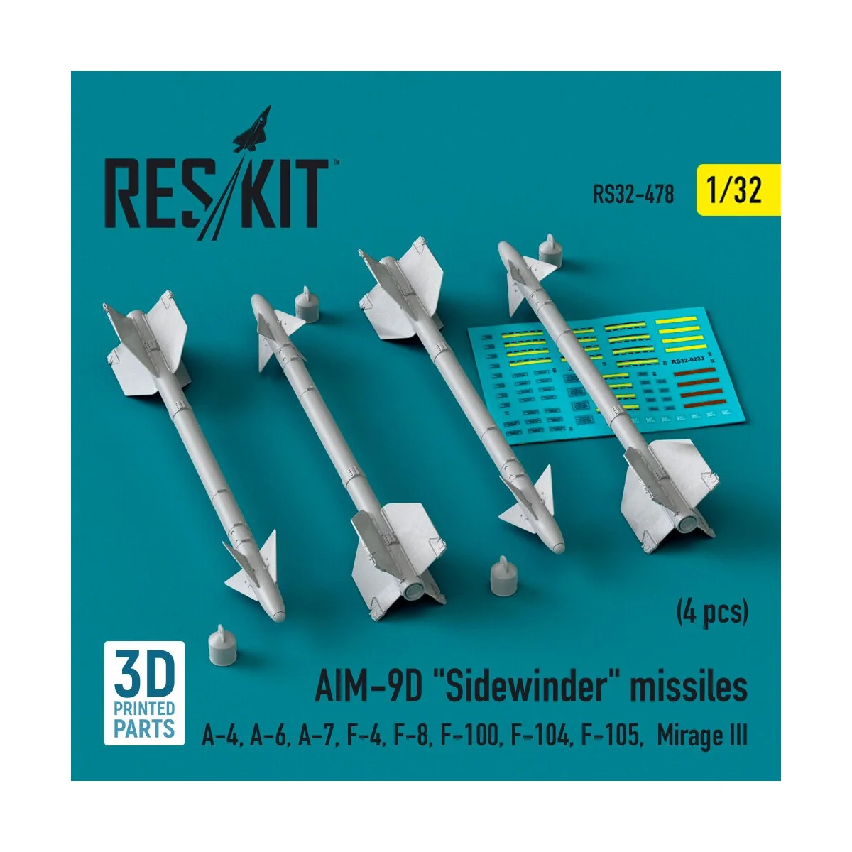 AIM-9D Sidewinder missiles (4 pcs) (A-4, A-6, A-7, F-4, F-8, F-100,...