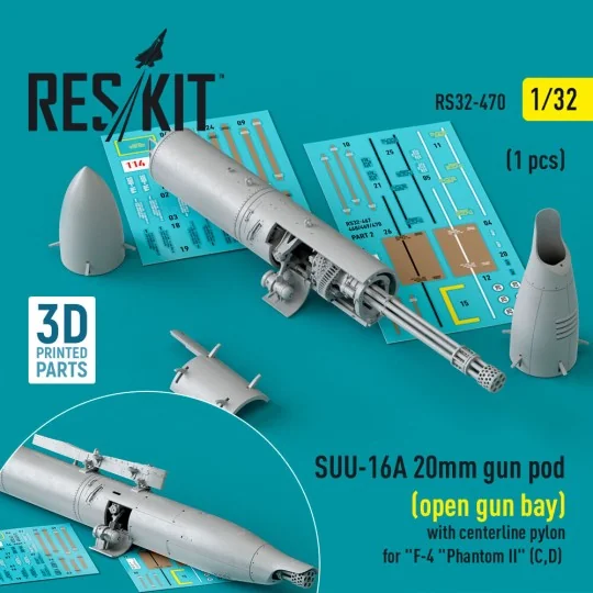 SUU-16A 20mm gun pod (open gun bay) with centerline pylon for F-4 P...