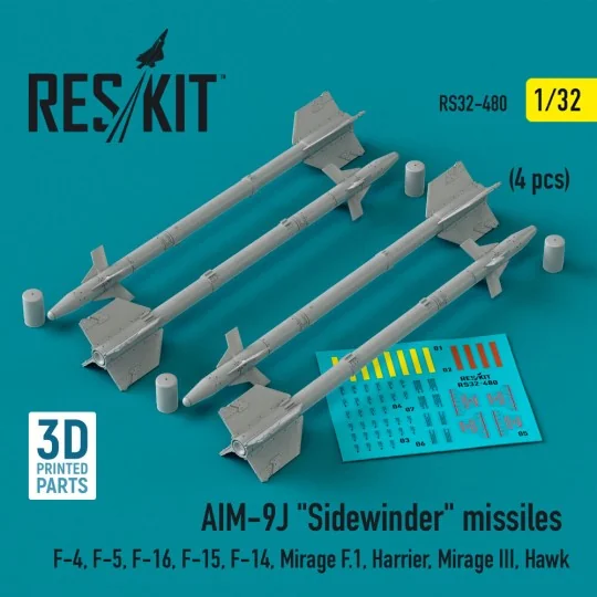 AIM-9J Sidewinder missiles (4 pcs) (F-4, F-5, F-16, F-15, F-14, Mir...
